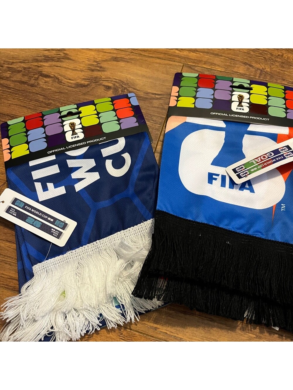 New Lot of 2 FIFA Official 2026 World Cup Goal Scarves Scarf Blue & Multicolor